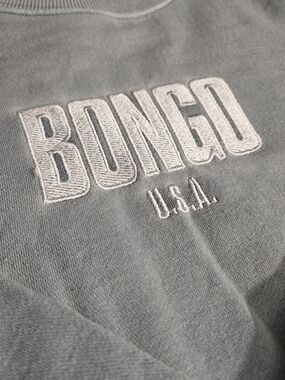 BONGO Embroidered Crewneck Sweater - Light Gray